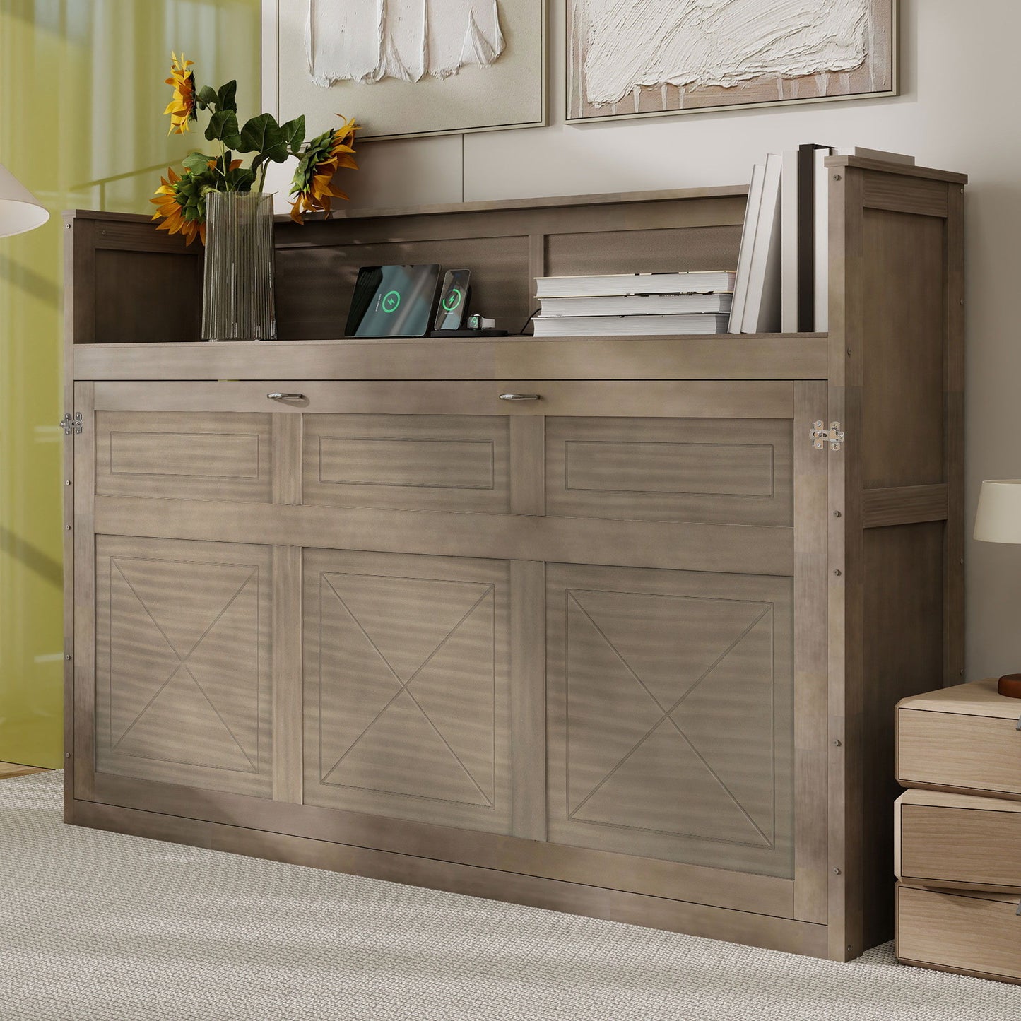 Murphy Bed With Desk, LED Light And USB Charging Station - The Sleep Loft - Online Mattress Showroom NYC