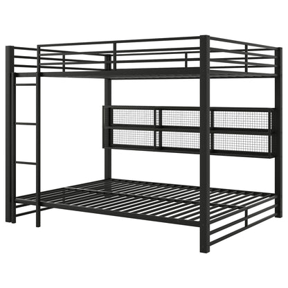 Queen Over Queen Bunk Bed With Storage Cabinets And LED Sturdy Frame, 6 Storage Units, Adjustable LED Lights - Black - The Sleep Loft - Online Mattress Showroom NYC