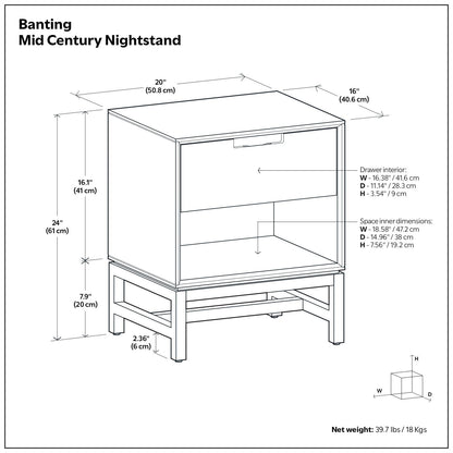 Banting - Nightstand - Walnut Brown - The Sleep Loft - Online Mattress Showroom NYC