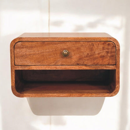 Curve Upper Slot Floating Nightstand - The Sleep Loft - Online Mattress Showroom NYC