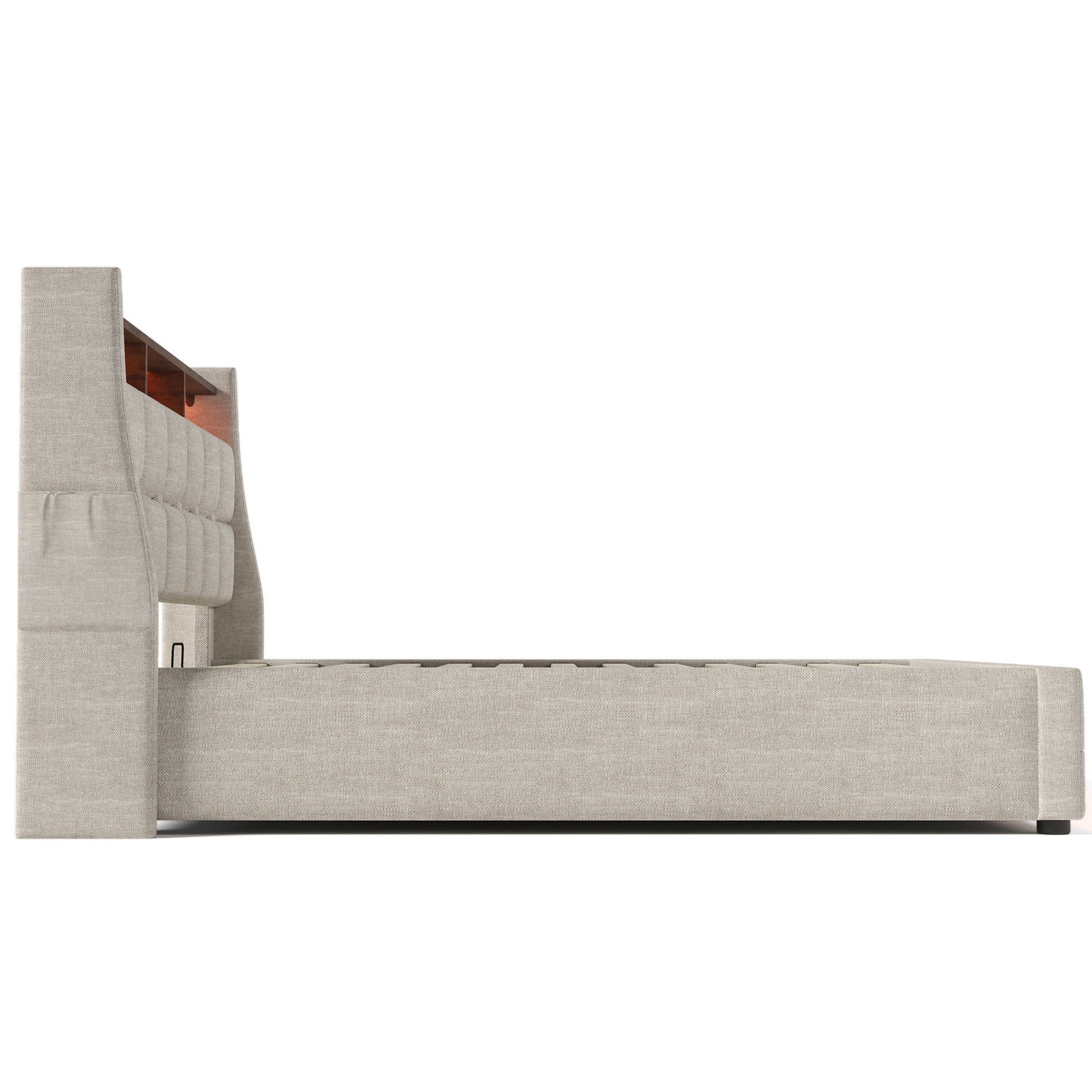 Upholstered Platform Bed With A Hydraulic Storage System, LED And USB Charging (Without Mattress) - The Sleep Loft - Online Mattress Showroom NYC