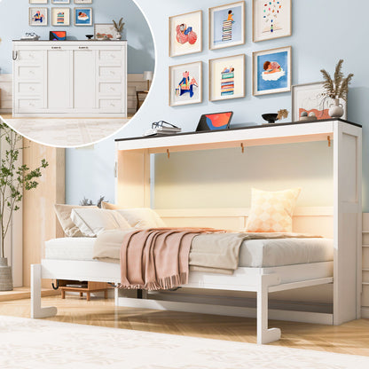 Murphy Bed With LED Light, Foldable Wall Bed Cabinet - The Sleep Loft - Online Mattress Showroom NYC