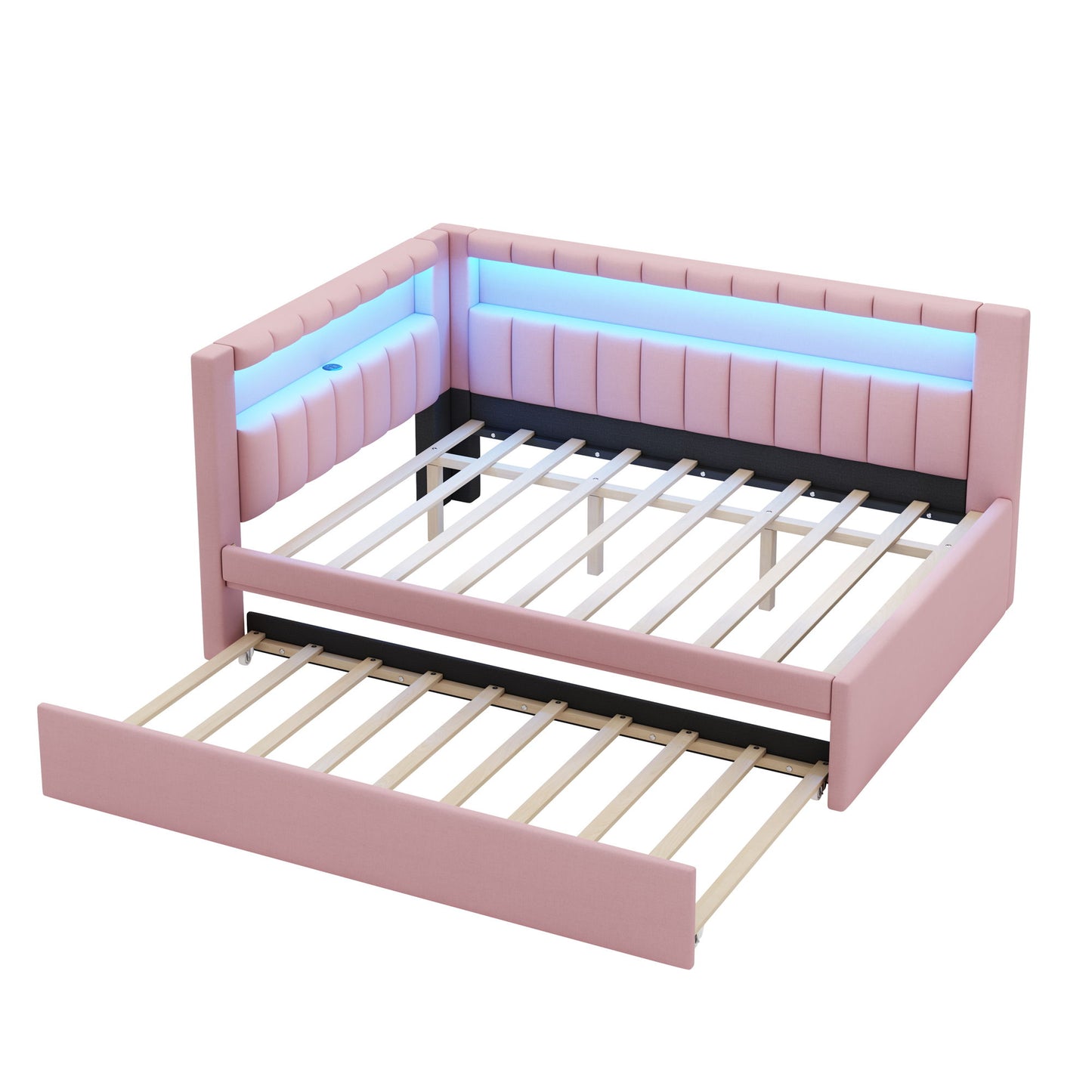 Upholstered Platform Bed With USB Ports And LED Belt - The Sleep Loft - Online Mattress Showroom NYC