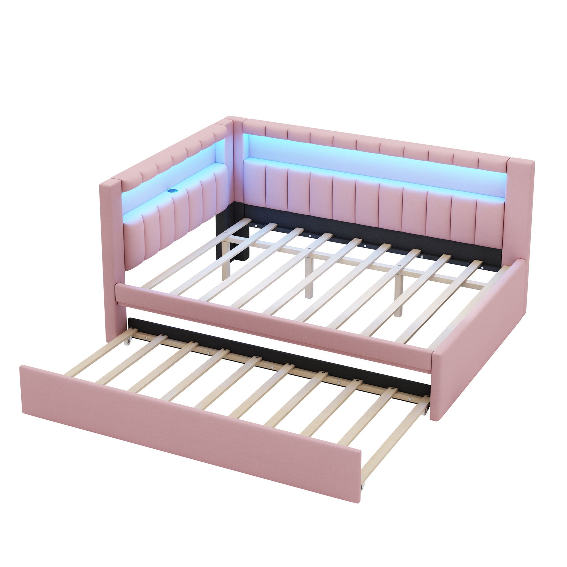 Upholstered Platform Bed With USB Ports And LED Belt - The Sleep Loft - Online Mattress Showroom NYC