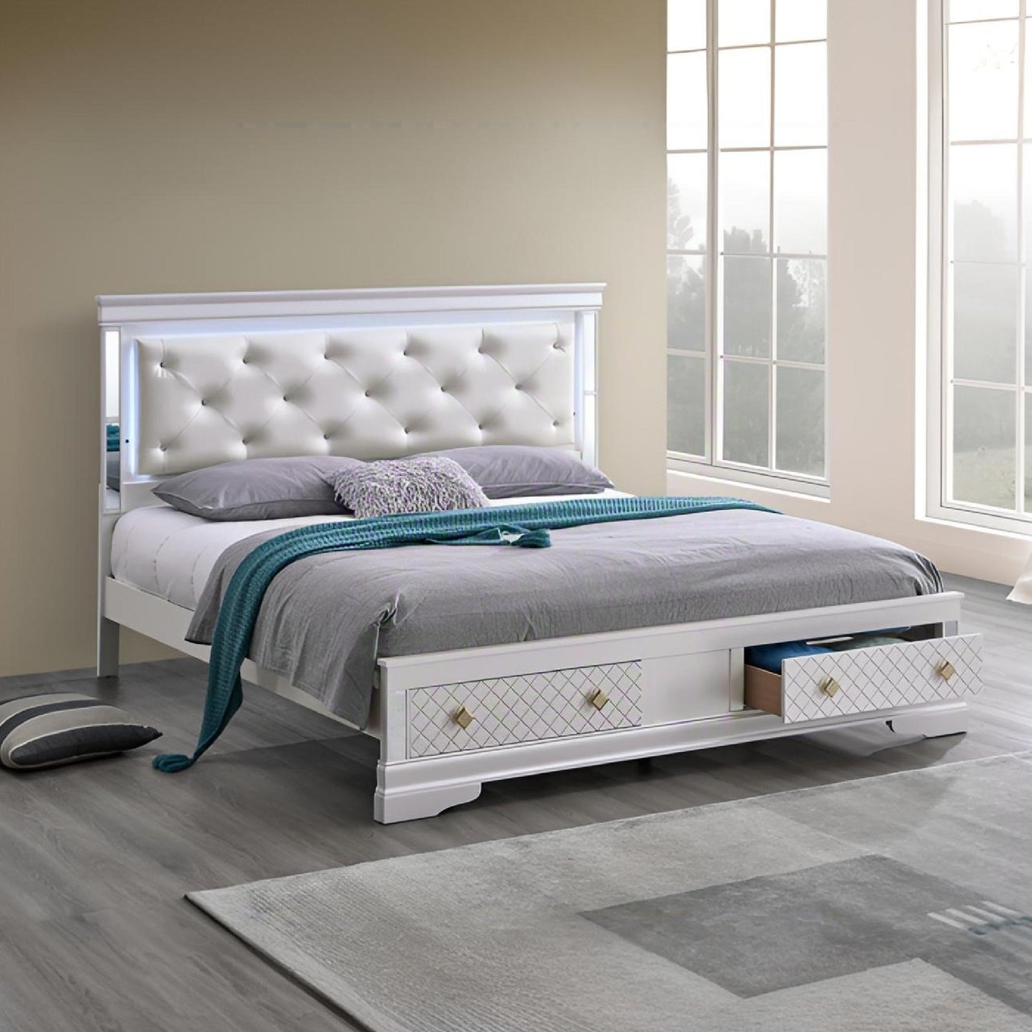 Verona - Bed With LED Accent Lighting, 2 Drawers - The Sleep Loft - Online Mattress Showroom NYC