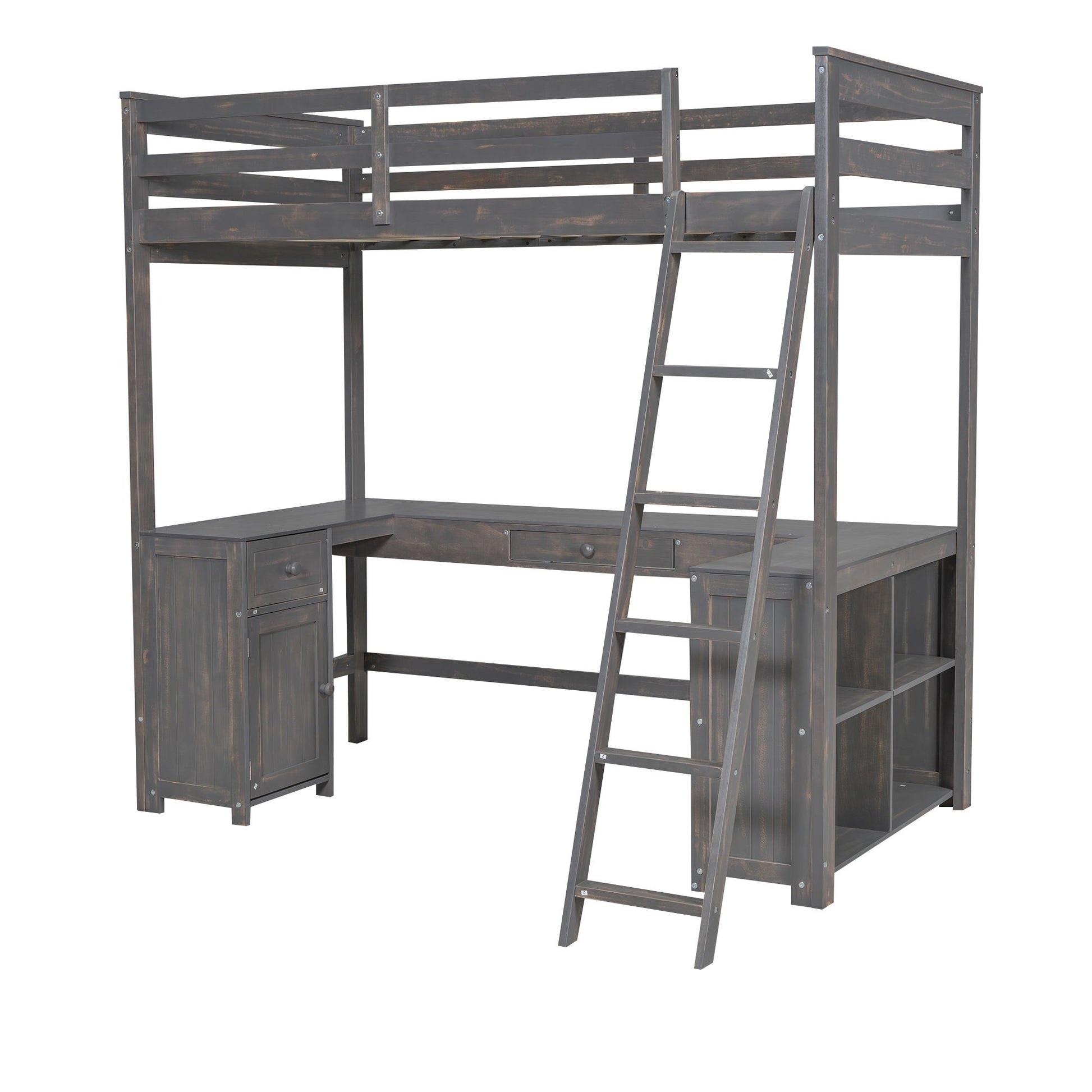 Loft Bed With U-Shaped Desk, Drawers, And Storage Shelves - The Sleep Loft - Online Mattress Showroom NYC