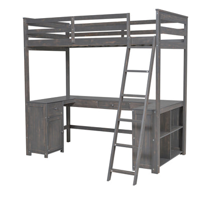 Loft Bed With U-Shaped Desk, Drawers, And Storage Shelves - The Sleep Loft - Online Mattress Showroom NYC