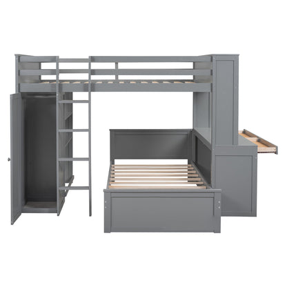 Loft Bed With A Twin Size Standalone Bed, Shelves, Desk, And Wardrobe - The Sleep Loft - Online Mattress Showroom NYC