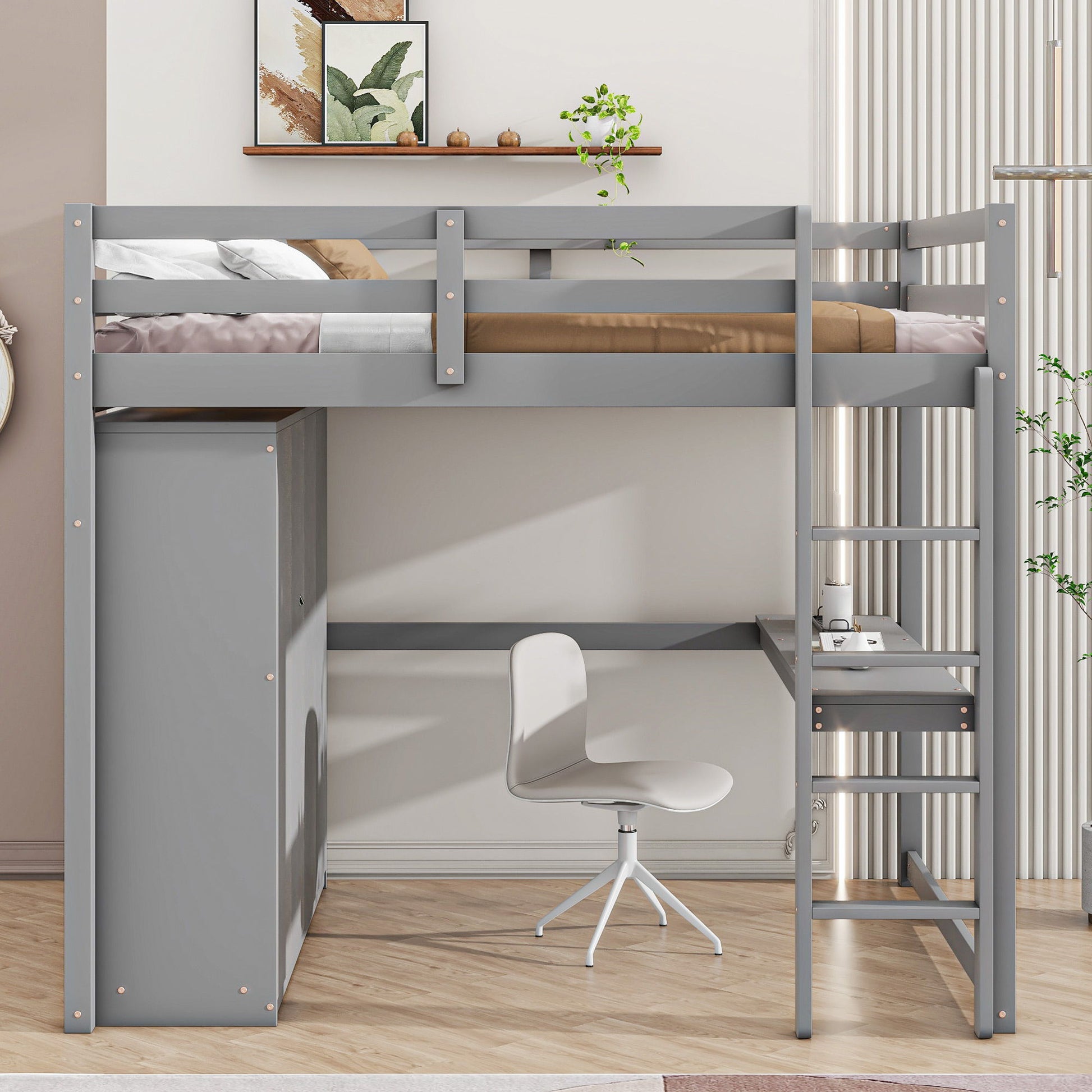 Loft Bed With Built In Wardrobe, Shelves And Drawers - The Sleep Loft - Online Mattress Showroom NYC