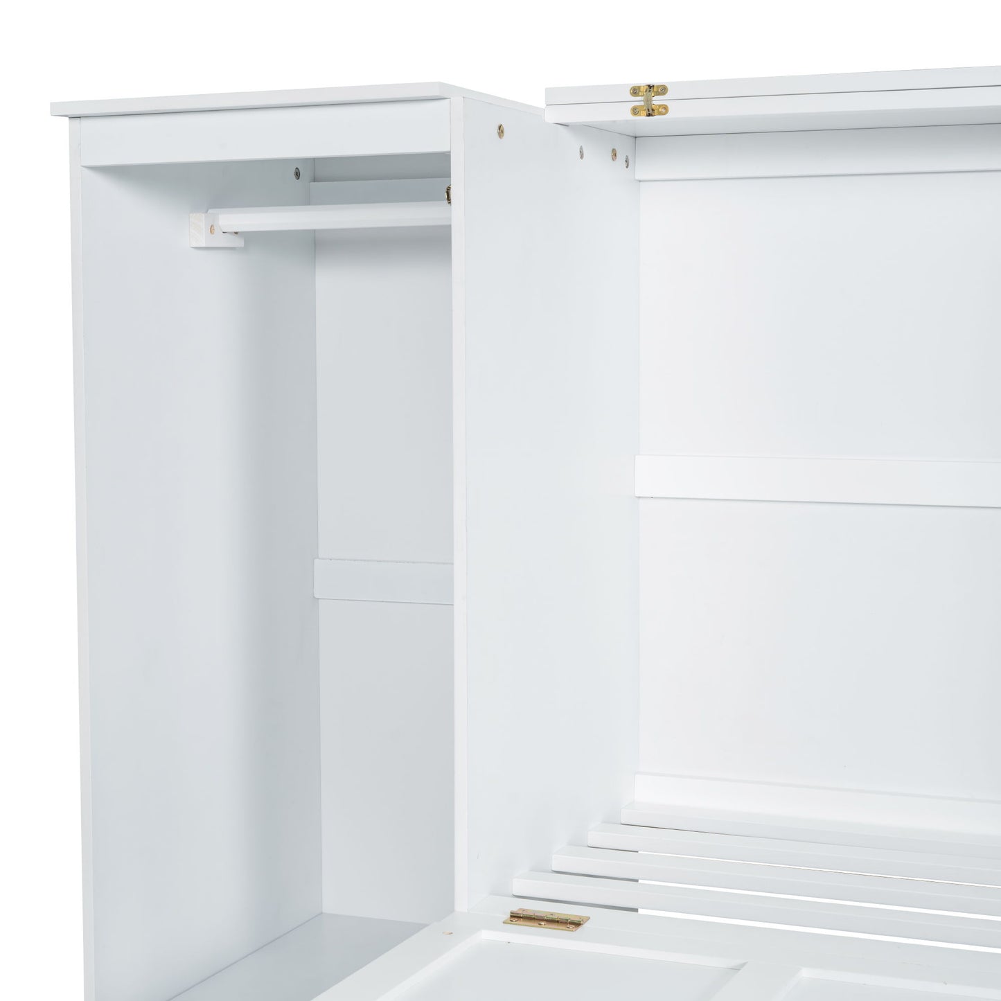 Twin Size Murphy Bed With Bedside Shelves And Wardrobe - White - The Sleep Loft - Online Mattress Showroom NYC