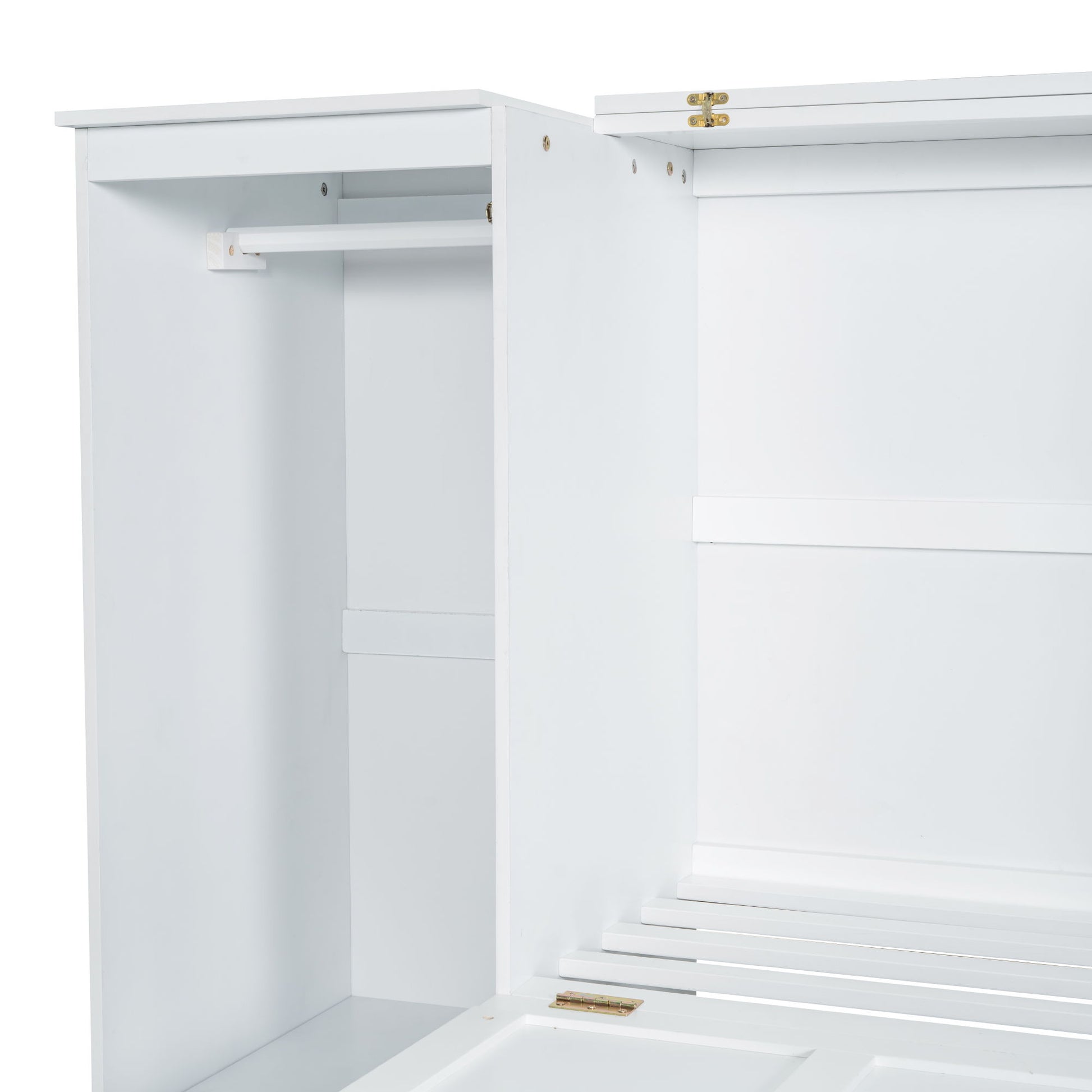 Twin Size Murphy Bed With Bedside Shelves And Wardrobe - White - The Sleep Loft - Online Mattress Showroom NYC