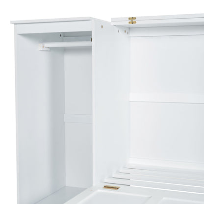 Twin Size Murphy Bed With Bedside Shelves And Wardrobe - White - The Sleep Loft - Online Mattress Showroom NYC