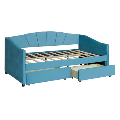 Upholstered Daybed With Two Drawers And Wood Slat - The Sleep Loft - Online Mattress Showroom NYC