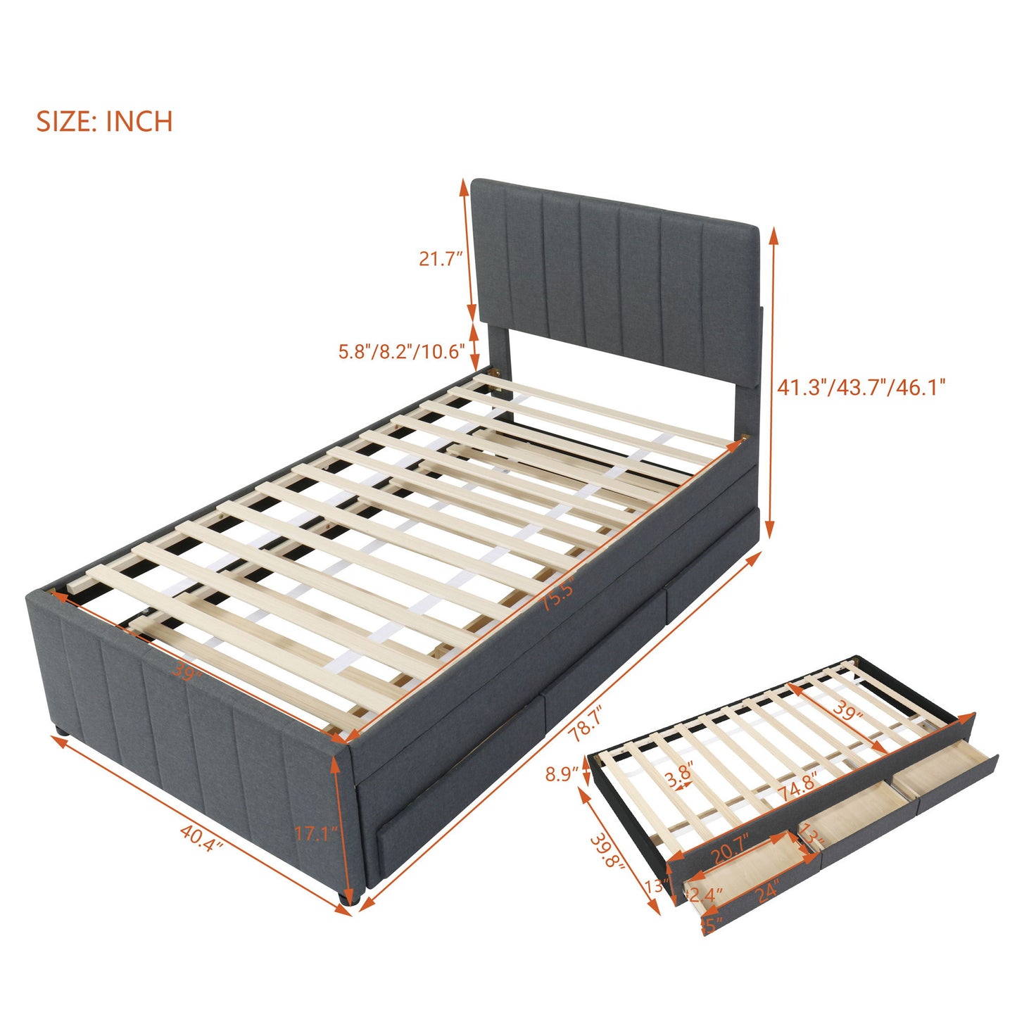 Upholstered Design Platform Bed With Trundle - The Sleep Loft - Online Mattress Showroom NYC