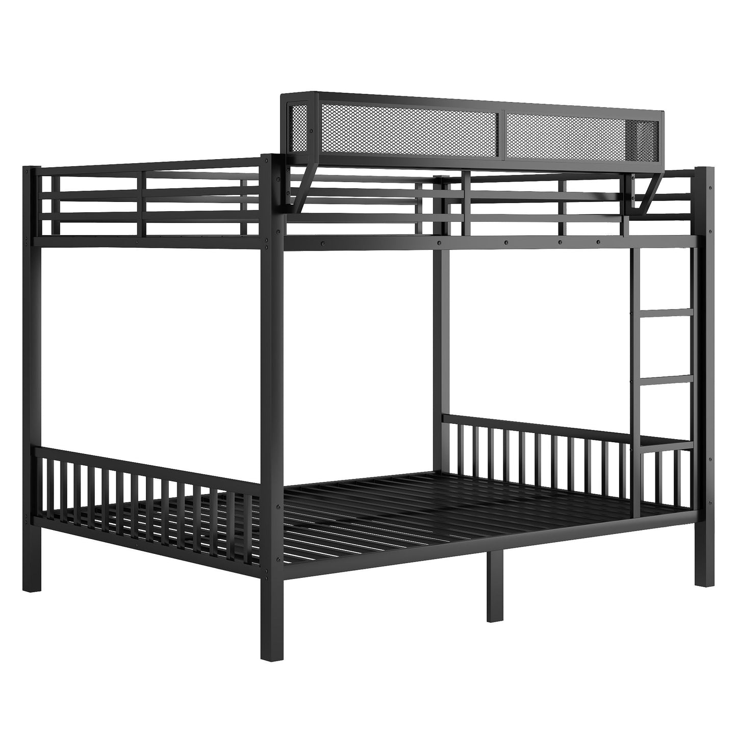 Queen Over Queen Bunk Bed With Ladder And Storage Shelf - Black - The Sleep Loft - Online Mattress Showroom NYC