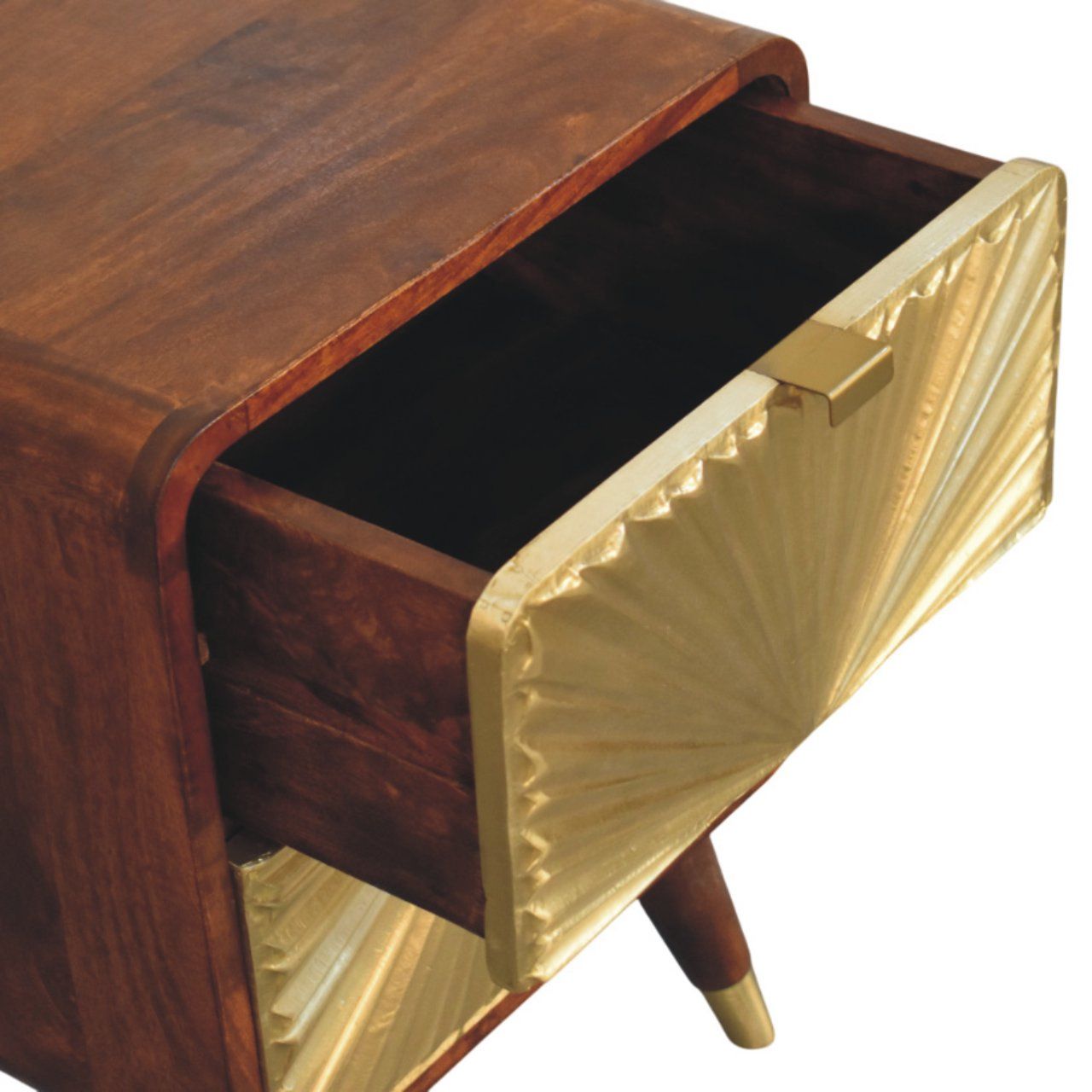 Avora - Brass Embossed 2 Drawer Nightstand - Brown / Golden - The Sleep Loft - Online Mattress Showroom NYC