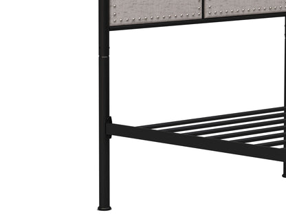 Twin Size Linen Upholstered Platform Metal Bed Frame With Fabric Headboard And Footboard - Brown - The Sleep Loft - Online Mattress Showroom NYC