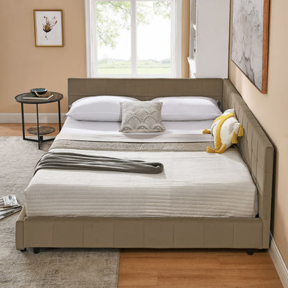 Mid-Century Storage Upholstered Tufted Bed Frame With Backrest And Armrests - The Sleep Loft - Online Mattress Showroom NYC