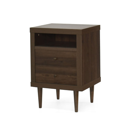 Nystrom - Mid Century Modern 2 Drawer Nightstand - The Sleep Loft - Online Mattress Showroom NYC