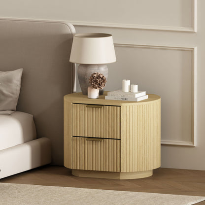 Olivia - Nightstand & 2 Drawers - Oak - The Sleep Loft - Online Mattress Showroom NYC