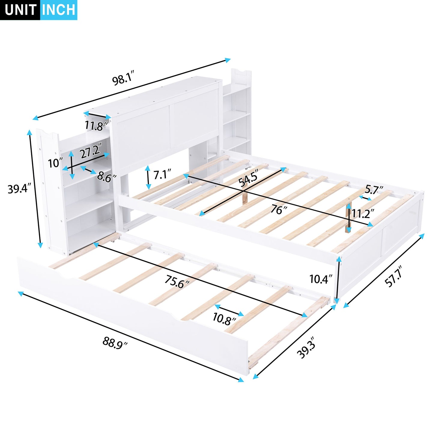 Storage Platform Bed With Pull Out Shelves And Trundle - The Sleep Loft - Online Mattress Showroom NYC