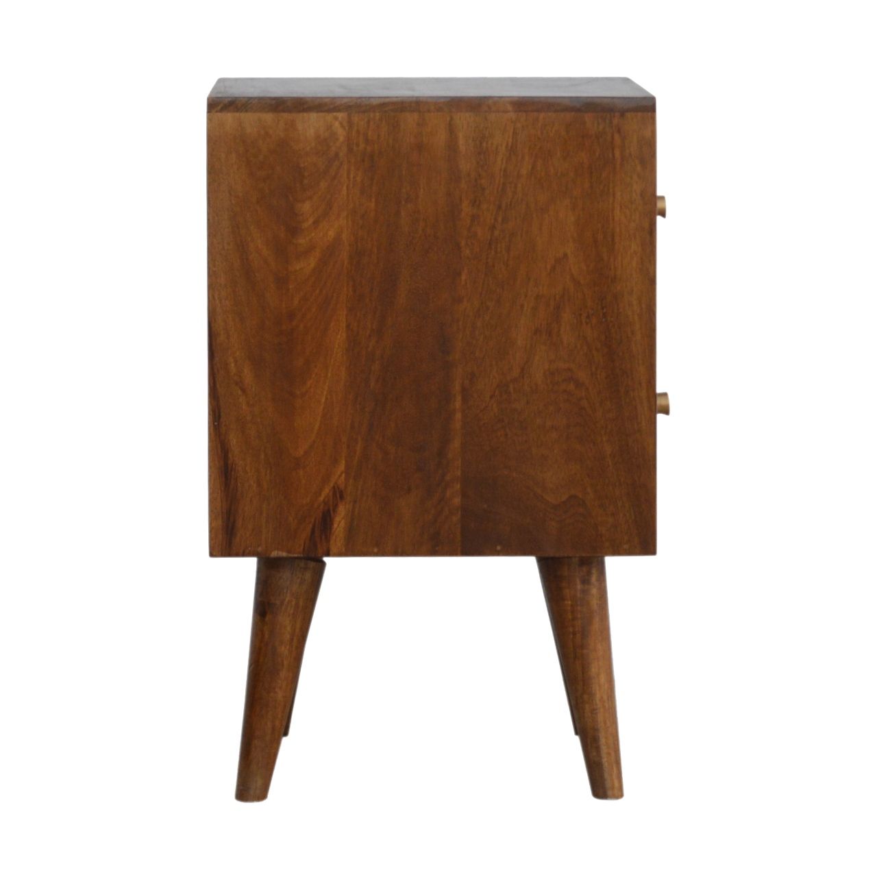 Cube Carved Bedside Table Nightstand - Chestnut - The Sleep Loft - Online Mattress Showroom NYC