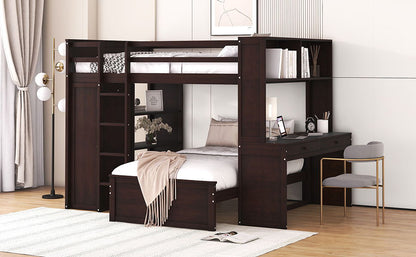 Loft Bed With A Twin Size Standalone Bed, Shelves, Desk, And Wardrobe - The Sleep Loft - Online Mattress Showroom NYC