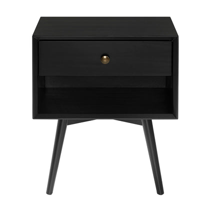 Mid-Century Modern Single Drawer Solid Wood Nightstand - The Sleep Loft - Online Mattress Showroom NYC