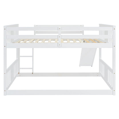 Full Over Full Bunk Bed With Ladder With Slide - White - The Sleep Loft - Online Mattress Showroom NYC