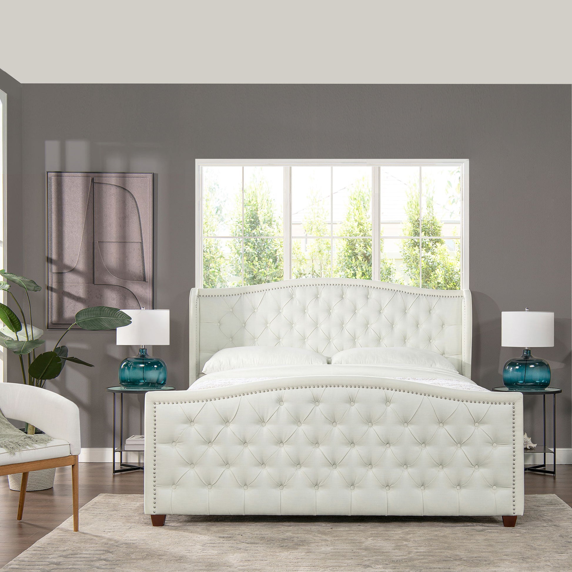 Marcella - Upholstered Shelter Headboard Bed Set - The Sleep Loft - Online Mattress Showroom NYC
