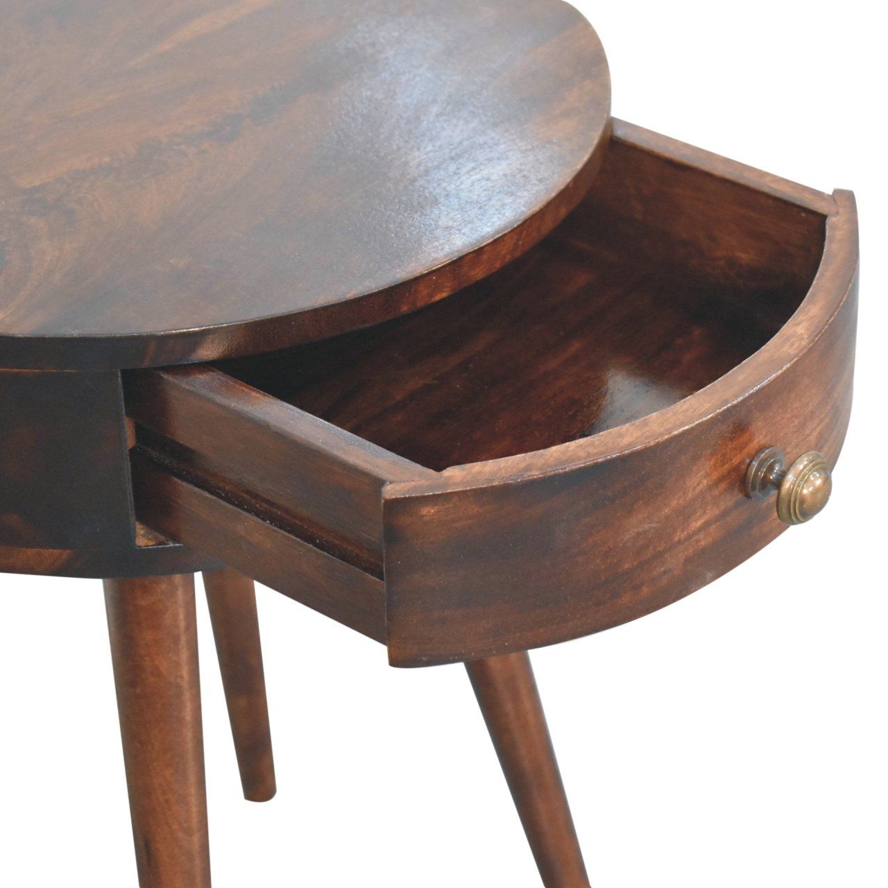 Circular Shaped Bedside Table - Walnut - The Sleep Loft - Online Mattress Showroom NYC