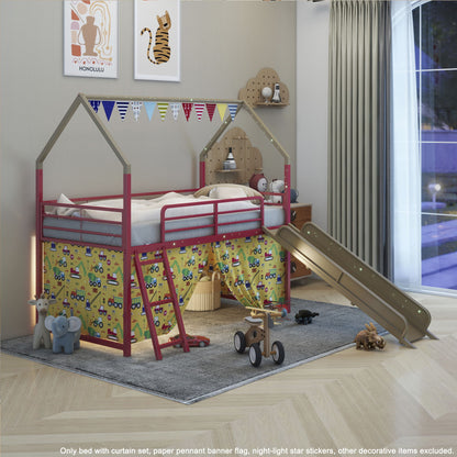 Jack - House Loft Bed With Slide And Curtain Set - The Sleep Loft - Online Mattress Showroom NYC
