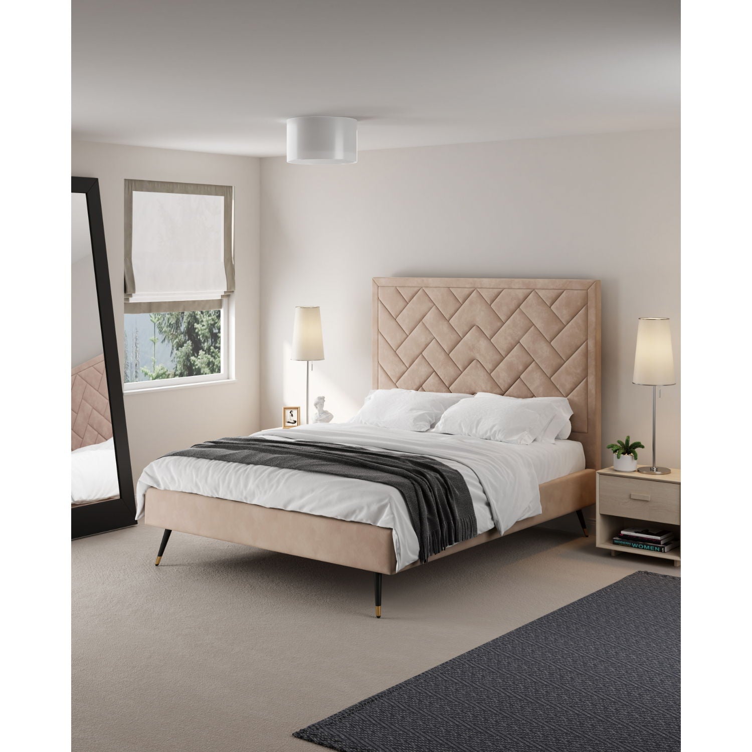 Crosby - Bed With Upholstered Headboard And Slats - The Sleep Loft - Online Mattress Showroom NYC