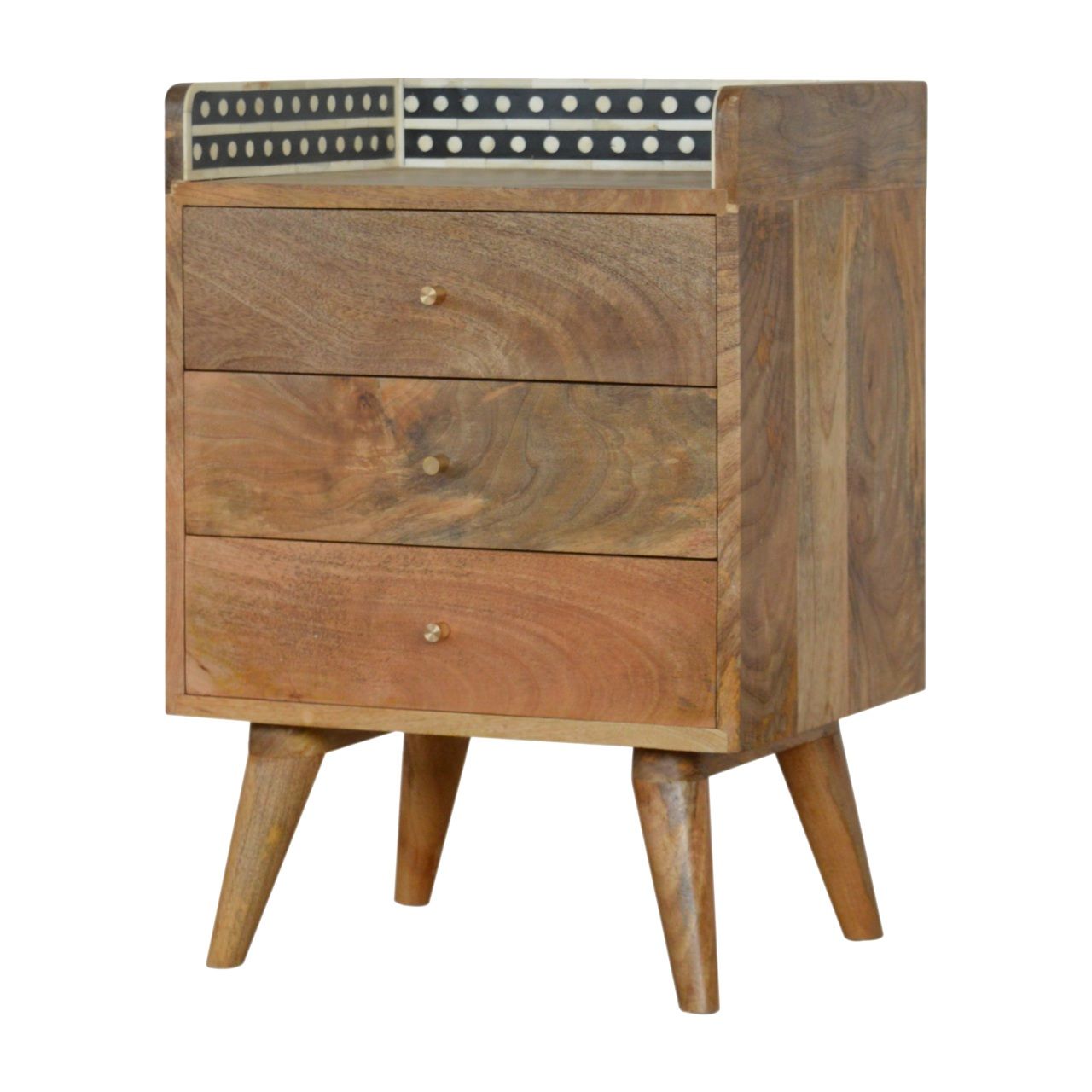 Inlay Bone Gallery Back Nightstand - Brown - The Sleep Loft - Online Mattress Showroom NYC