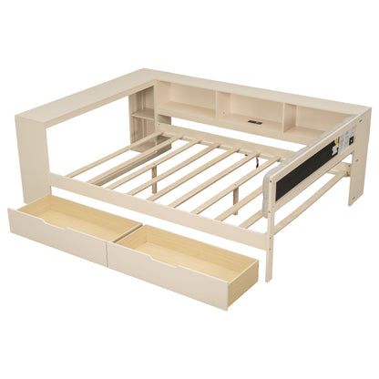 Upholstered Headboard Platform Bed With Storage Shelves, Drawers, Charging Station - The Sleep Loft - Online Mattress Showroom NYC