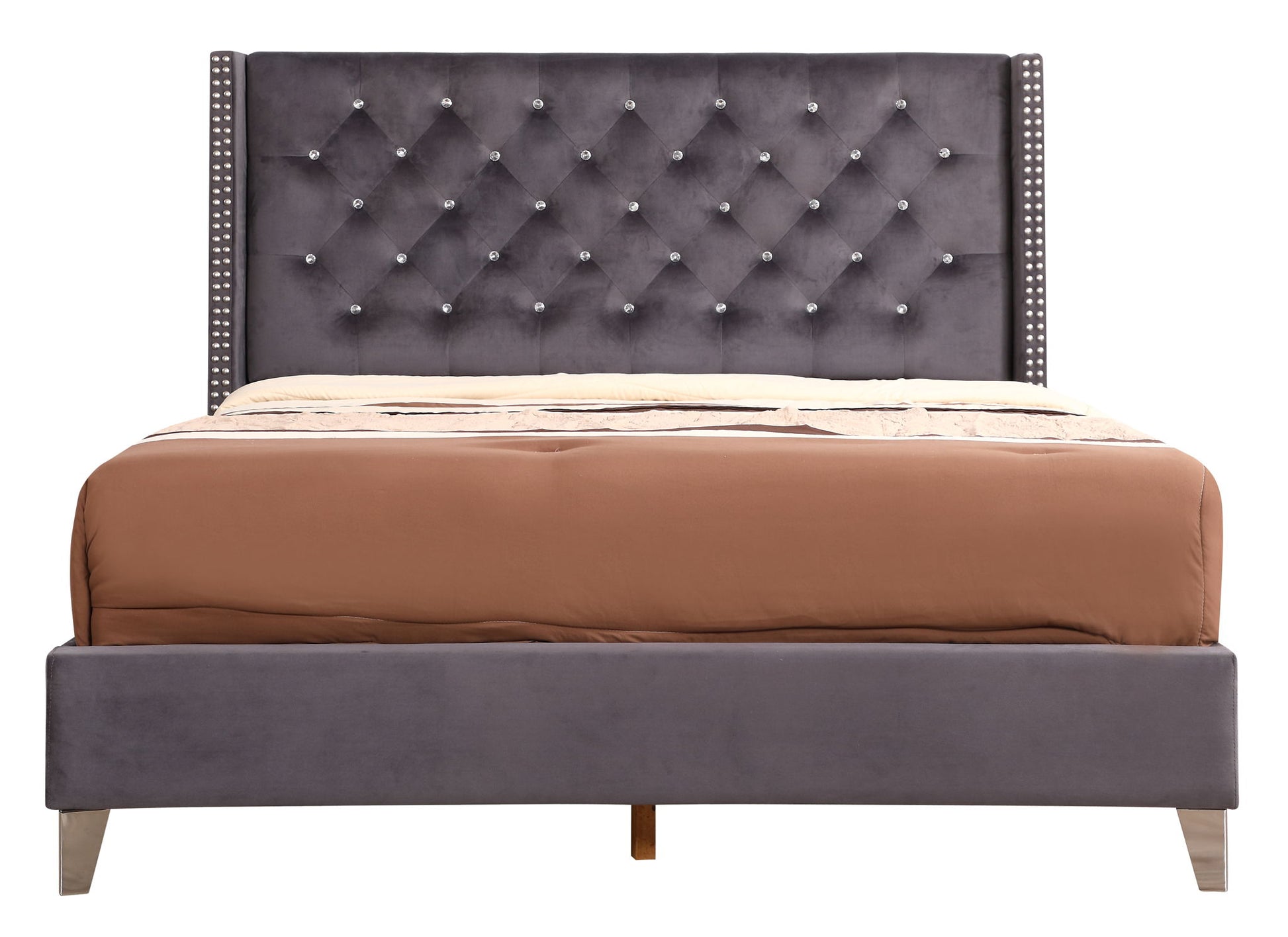 Upholstered Nailhead Trim Chic Bed - The Sleep Loft - Online Mattress Showroom NYC