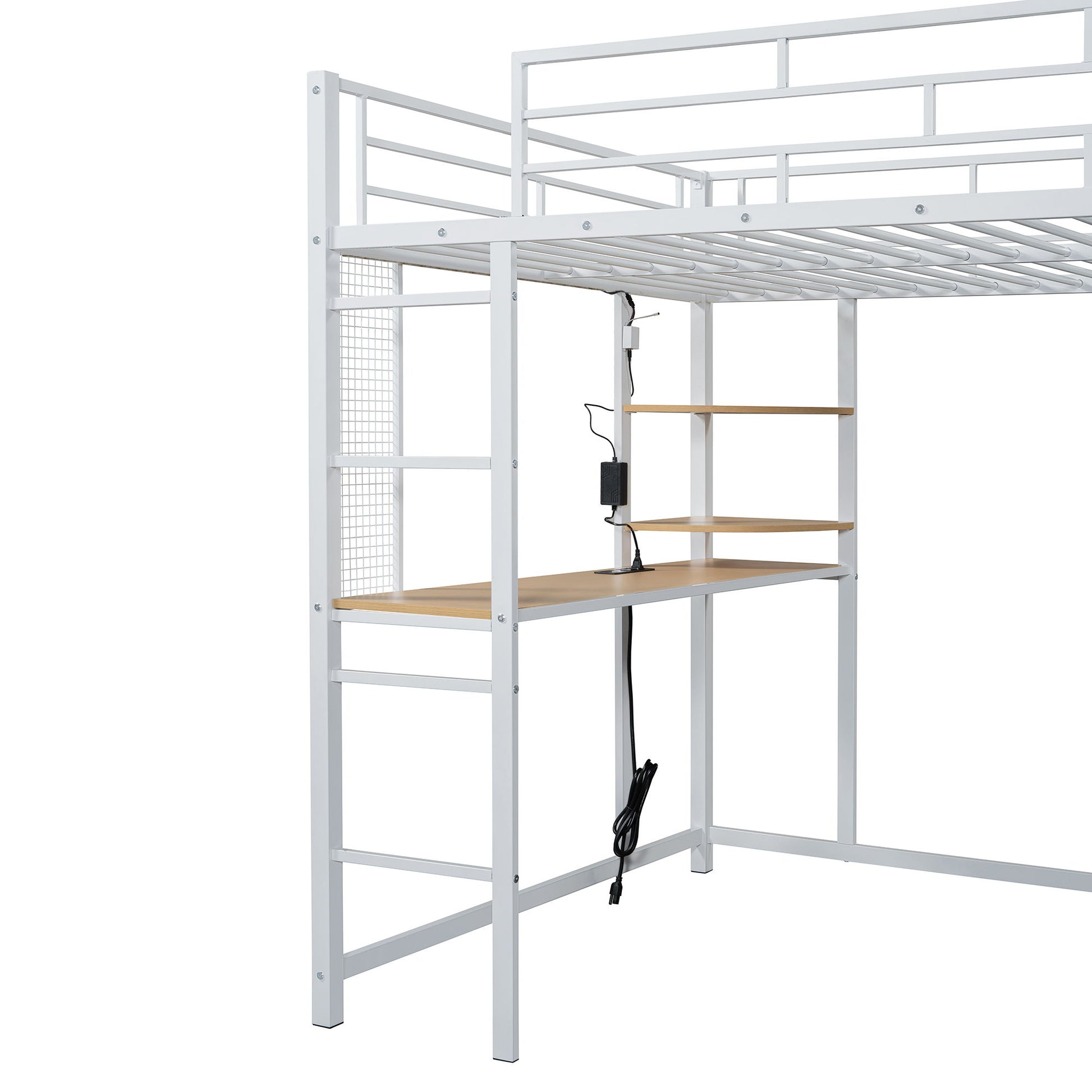Loft Bed With Desk, Shelves, Power Outlet, LED Light And Wardrobe - The Sleep Loft - Online Mattress Showroom NYC