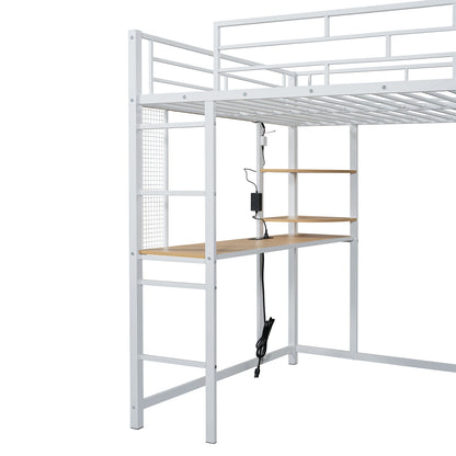 Loft Bed With Desk, Shelves, Power Outlet, LED Light And Wardrobe - The Sleep Loft - Online Mattress Showroom NYC