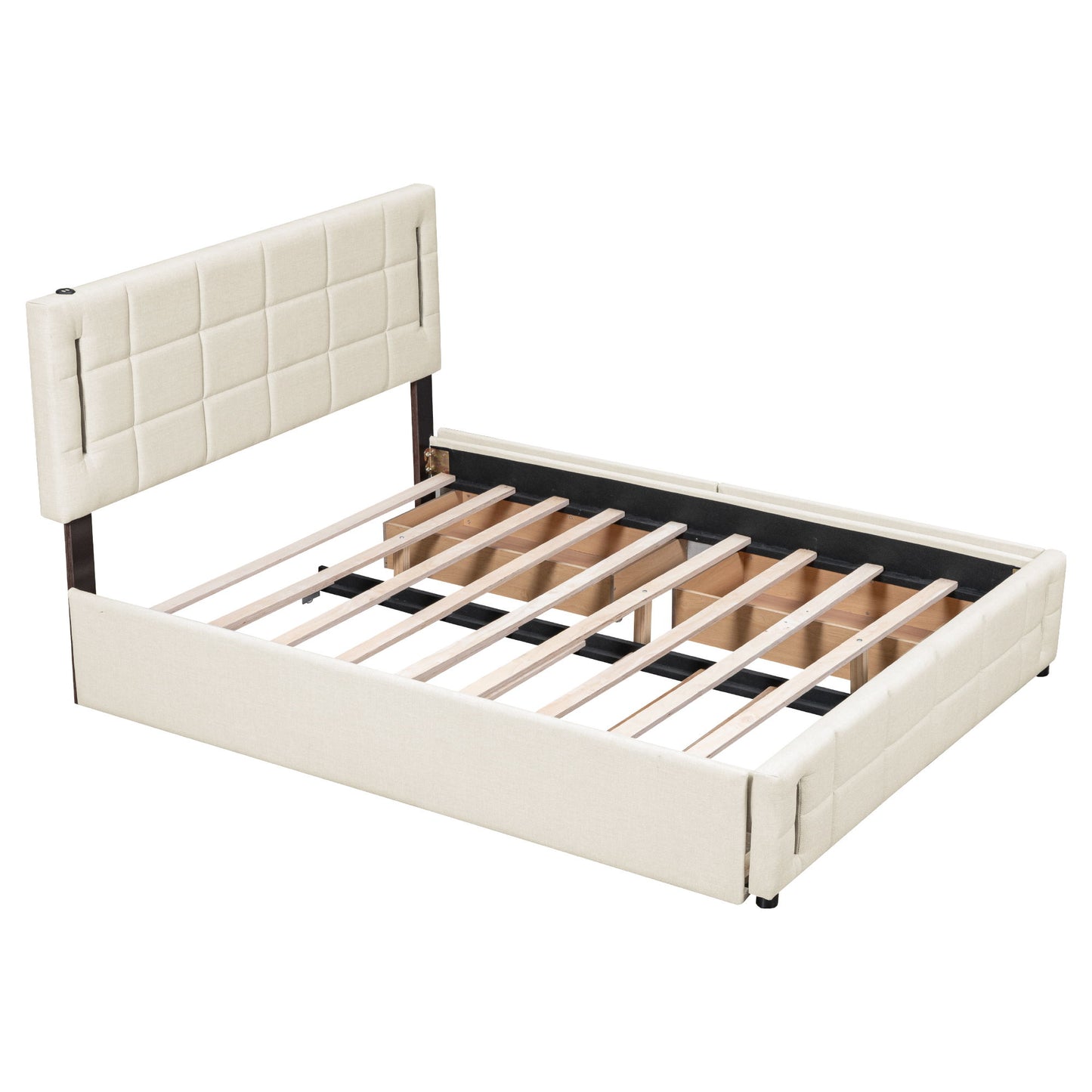 Upholstered Platform Bed With Trundle & Drawers - The Sleep Loft - Online Mattress Showroom NYC