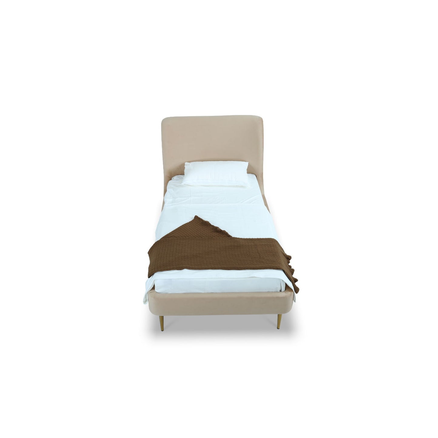 Mid-Century Modern Upholstered Bed With Curved Headboard - The Sleep Loft - Online Mattress Showroom NYC