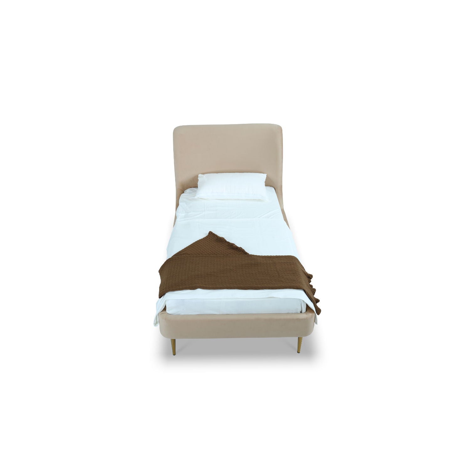 Mid-Century Modern Upholstered Bed With Curved Headboard - The Sleep Loft - Online Mattress Showroom NYC