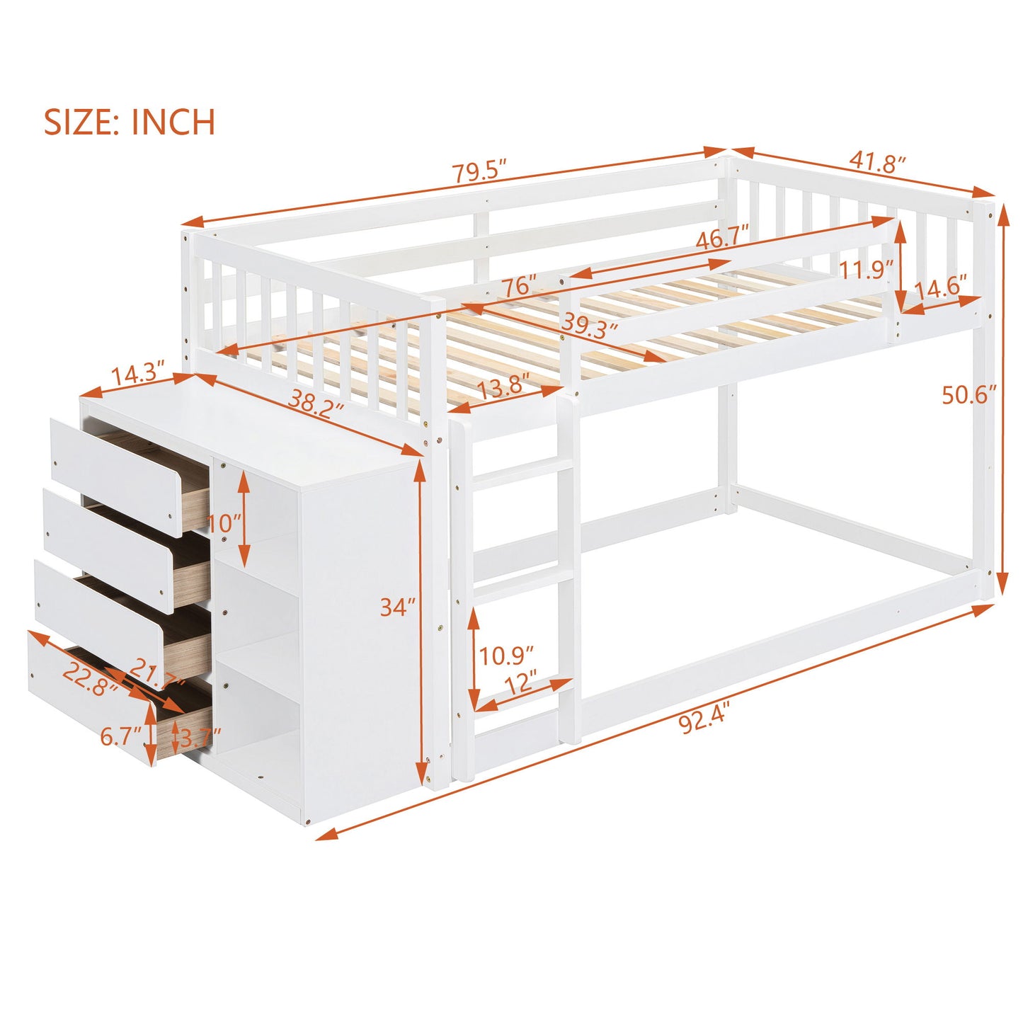 Bunk Bed With 4 Drawers And 3 Shelves - The Sleep Loft - Online Mattress Showroom NYC