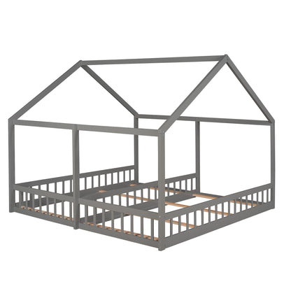 House Platform Beds, 2 Shared Beds, Metal Frame With Guardrails - The Sleep Loft - Online Mattress Showroom NYC