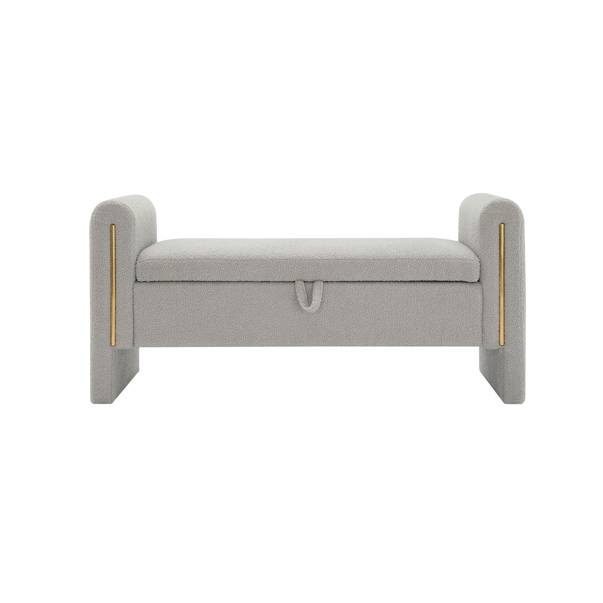 Modern Teddy Upholstered Large Bed End Bench With Arms And Storage - The Sleep Loft - Online Mattress Showroom NYC
