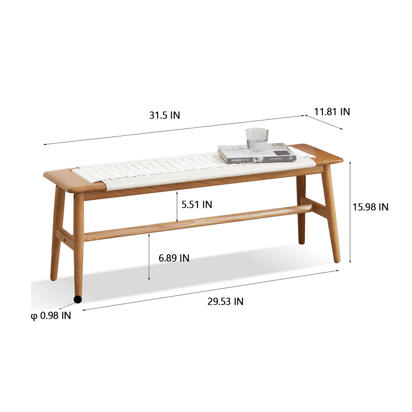 Design Dining Bench Bed Bench For Bedroom - White / Natural Oak - The Sleep Loft - Online Mattress Showroom NYC
