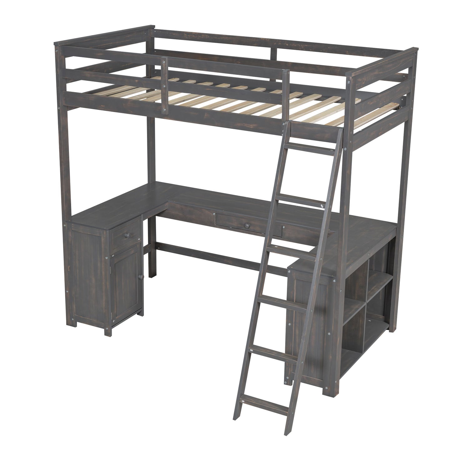 Loft Bed With U-Shaped Desk, Drawers, And Storage Shelves - The Sleep Loft - Online Mattress Showroom NYC