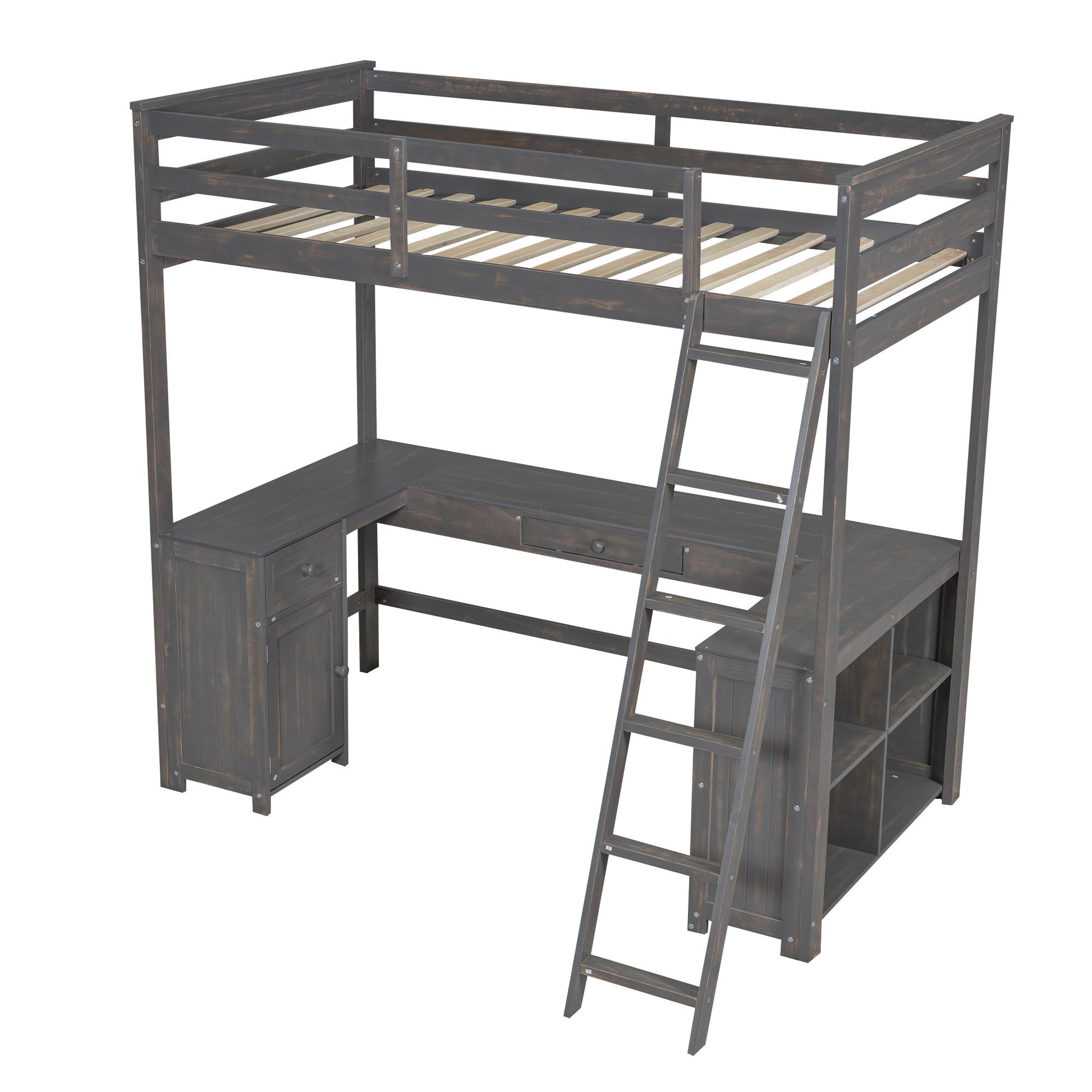 Loft Bed With U-Shaped Desk, Drawers, And Storage Shelves - The Sleep Loft - Online Mattress Showroom NYC