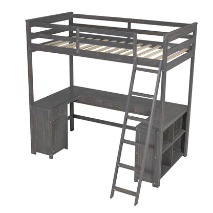 Loft Bed With U-Shaped Desk, Drawers, And Storage Shelves - The Sleep Loft - Online Mattress Showroom NYC