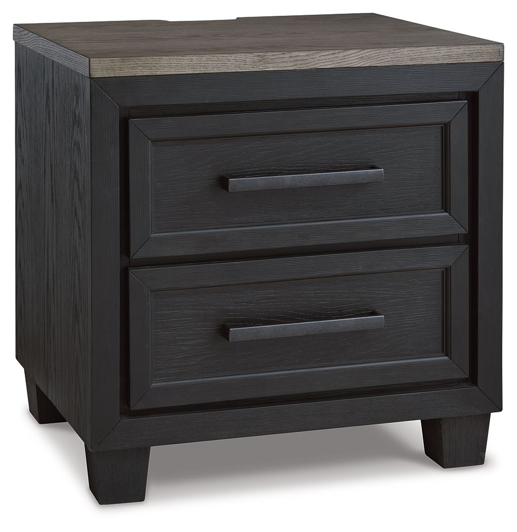 Foyland - Two Drawer Night Stand - Black / Brown - The Sleep Loft - Online Mattress Showroom NYC