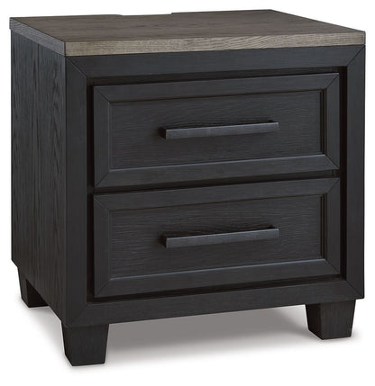 Foyland - Two Drawer Night Stand - Black / Brown - The Sleep Loft - Online Mattress Showroom NYC